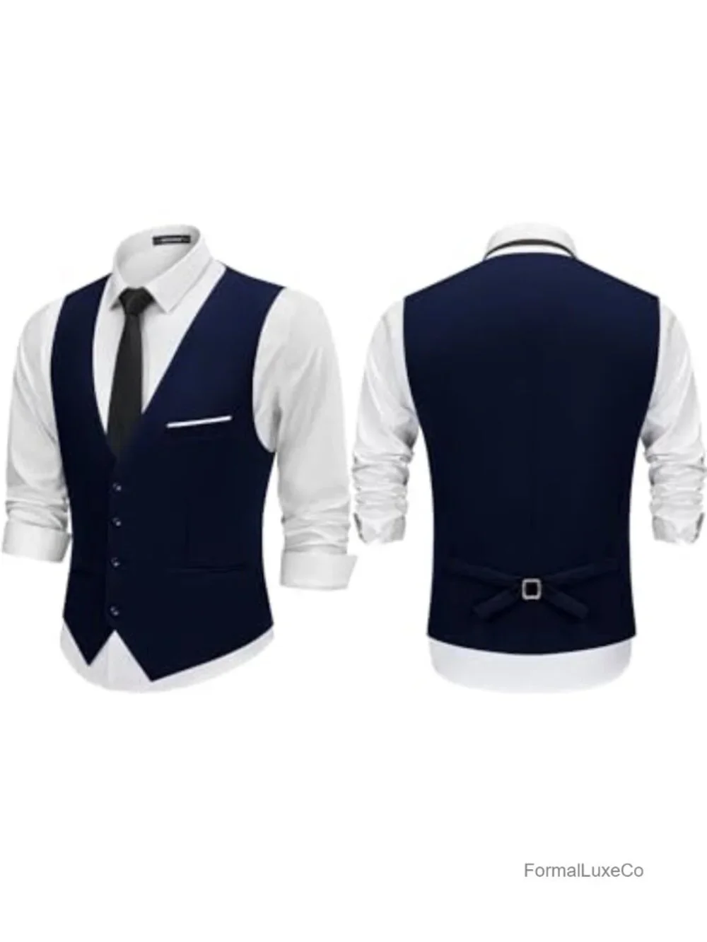 Men's Slim Fit Suit Vest 4-Button Single Breasted Waistcoat Business Casual